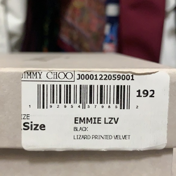 Jimmy Choo Clutch Bag. Black Lizard printed velvet. - Picture 9 of 16